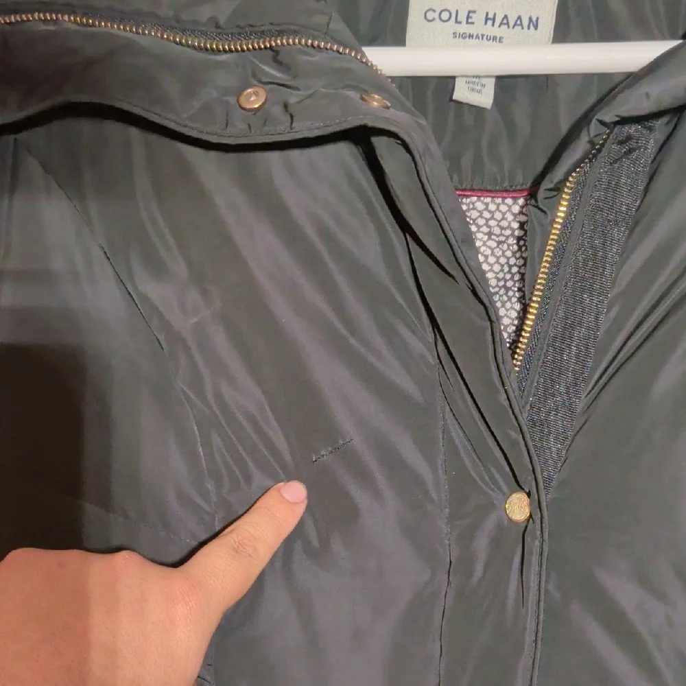 Cole Haan Women's Black Puffer Jacket with Gold Accents - Picture 4 of 10